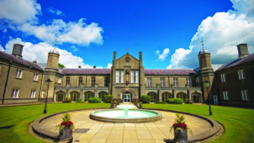 Lampeter Old Building fountain on a sunny day